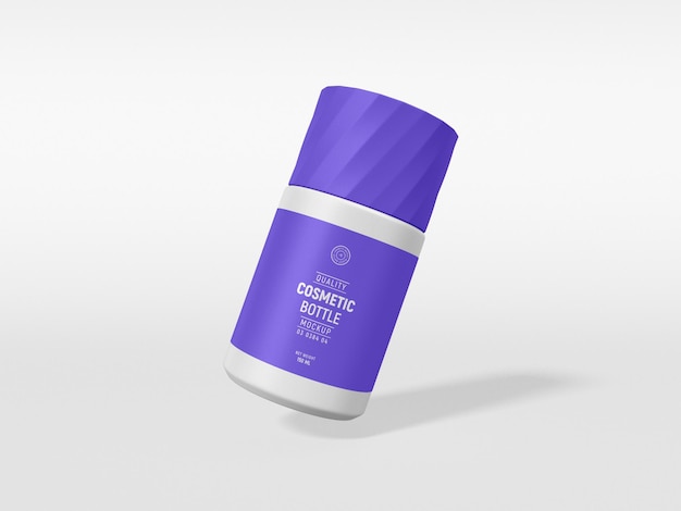 Glossy Plastic Cosmetic Bottle Mockup