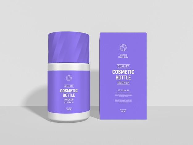 Glossy Plastic Cosmetic Bottle Mockup