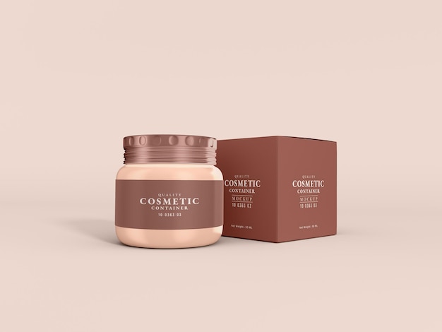 Glossy Plastic Cosmetic Cream Container Branding Mockup