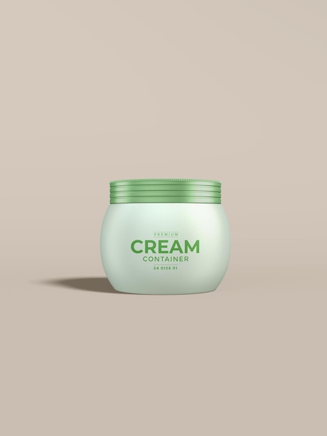 Glossy Plastic Cosmetic Cream Container Branding Mockup