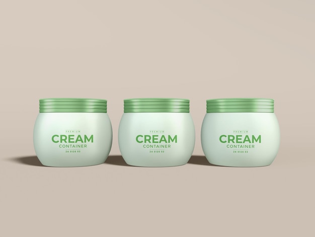 Glossy Plastic Cosmetic Cream Container Branding Mockup