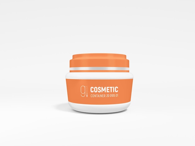 Glossy Plastic Cosmetic Cream Container Branding Mockup