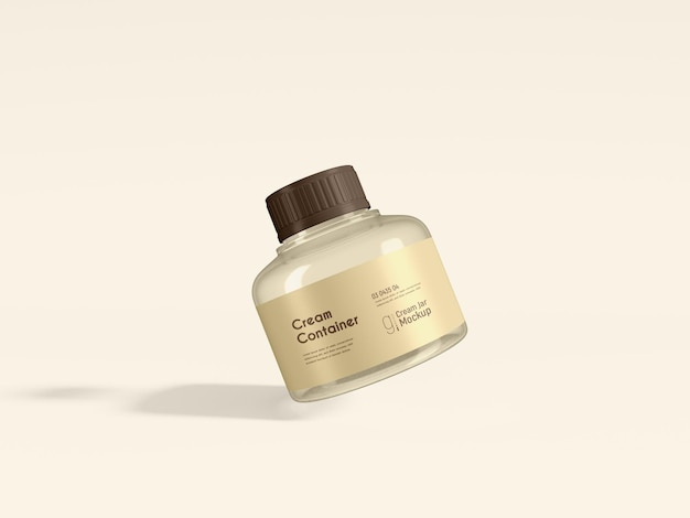 Glossy Plastic Cosmetic Cream Container Branding Mockup