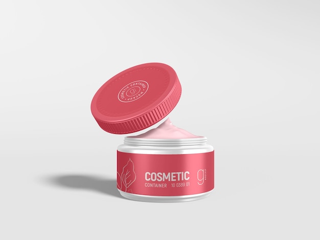 Glossy Plastic Cosmetic Cream Container Branding Mockup