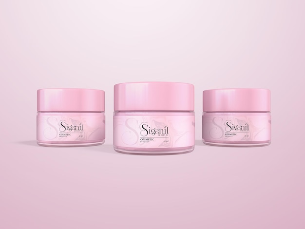 Glossy Plastic Cosmetic Cream Container Branding Mockup