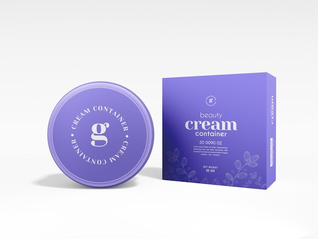 Glossy Plastic Cosmetic Cream Container Packaging Mockup