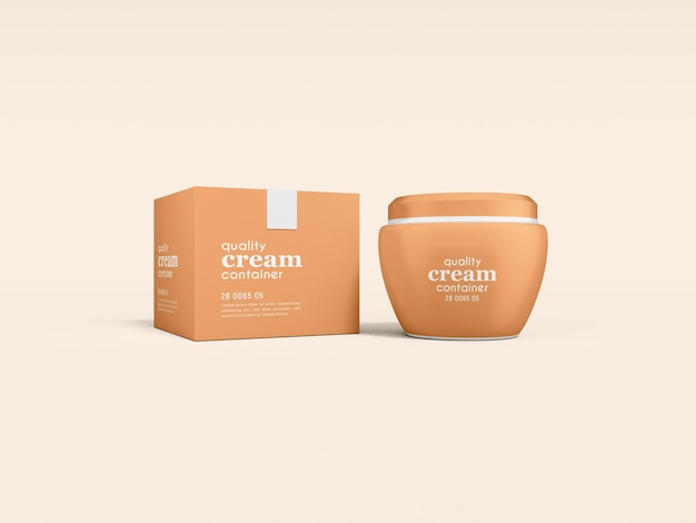 Glossy Plastic Cosmetic Cream Jar Branding Mockup