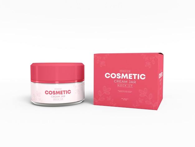 Glossy Plastic Cosmetic Cream Jar Packaging Mockup