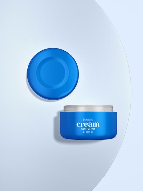 Glossy Plastic Cosmetic Cream Jar Packaging Mockup