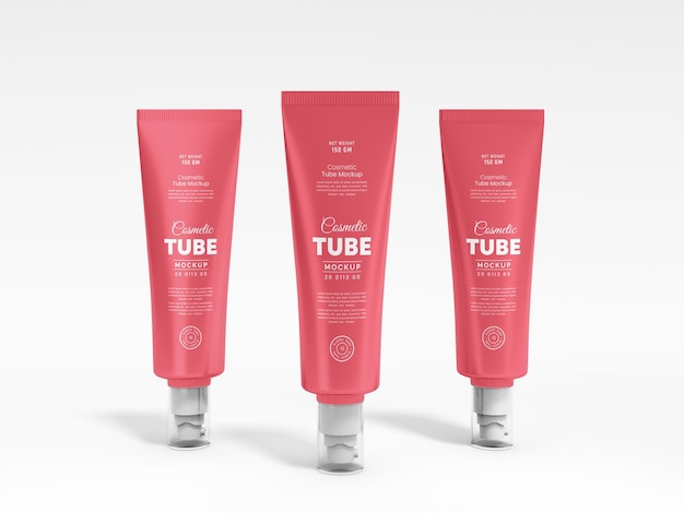 Glossy Plastic Cosmetic Cream Tube Branding Mockup