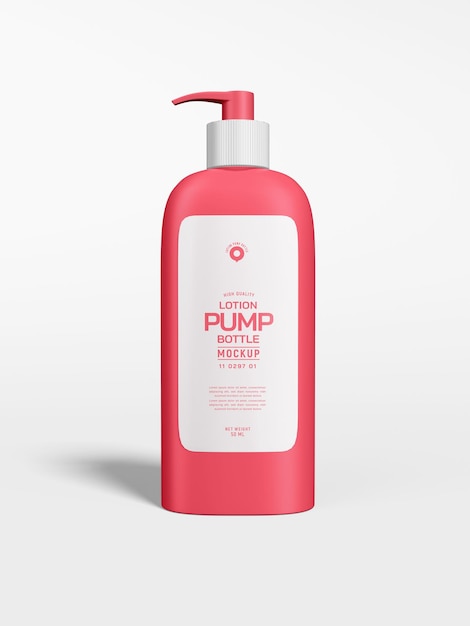 Glossy Plastic Cosmetic Lotion Pump Bottle Branding Mockup