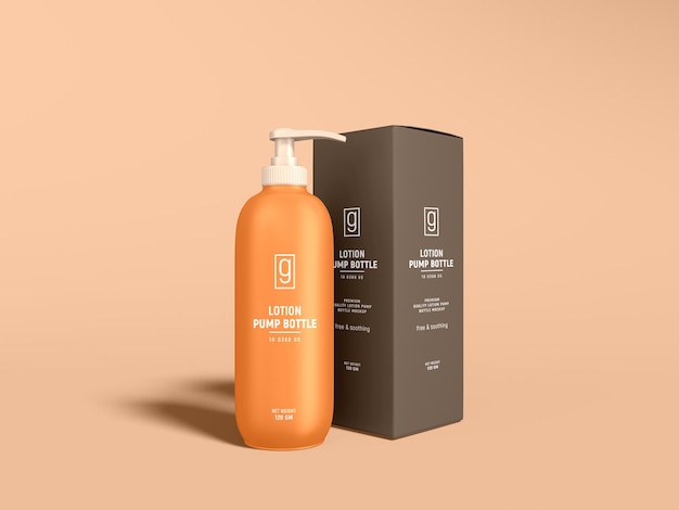 Glossy Plastic Cosmetic Pump Bottle Branding Mockup