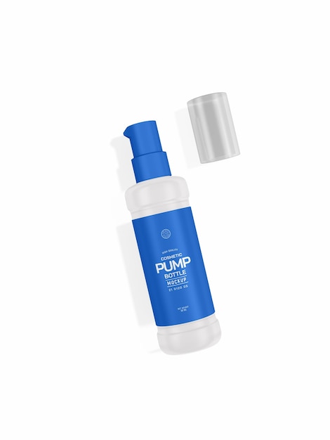 Glossy Plastic Cosmetic Pump Bottle Packaging Mockup