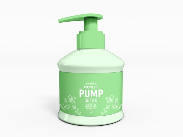 Glossy Plastic Cosmetic Pump Bottle Packaging Mockup