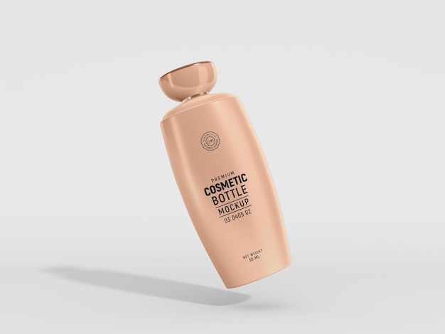 Glossy Plastic Cosmetic Pump Bottle Packaging Mockup