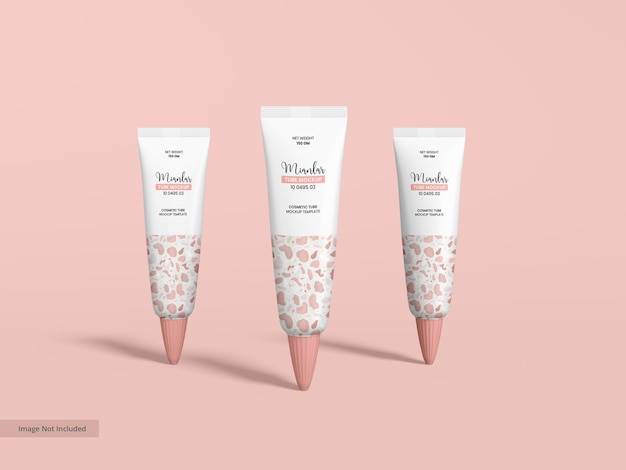 Glossy Plastic Cosmetic Tube Bottle Branding Mockup