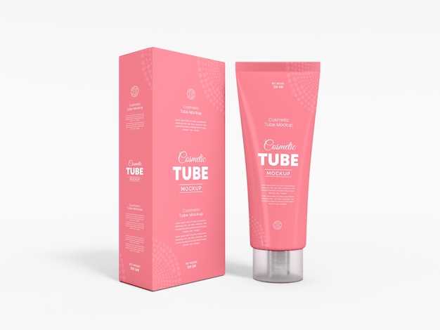 Glossy Plastic Cosmetic Tube Packaging Mockup