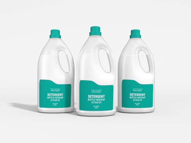 Glossy Plastic Detergent Bottle Packaging Mockup