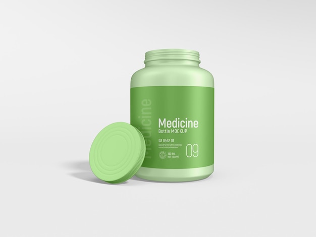 Glossy Plastic Medicine Jar Branding Mockup