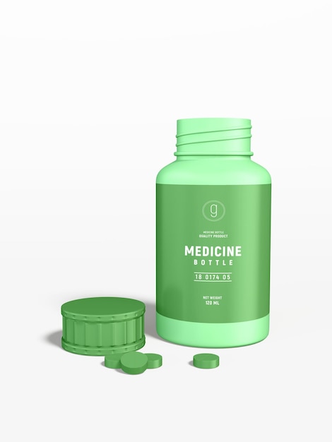 Glossy Plastic Medicine Jar Branding Mockup