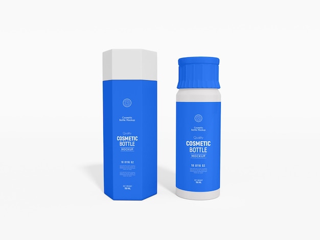 Glossy Plastic Skin Toner Cosmetic Bottle Branding Mockup