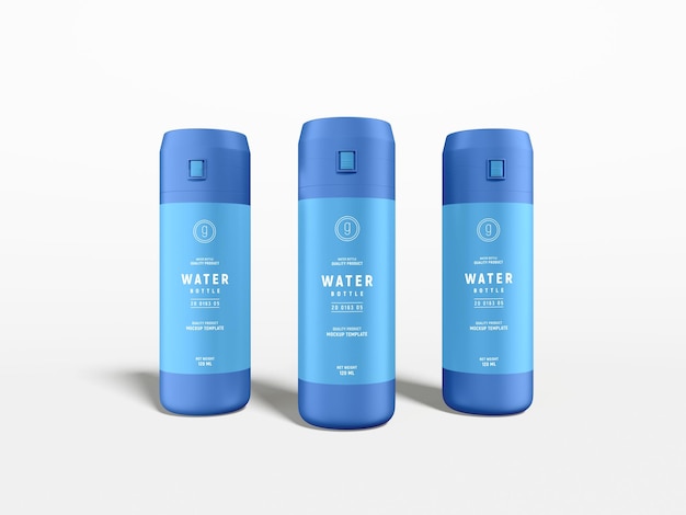 Glossy Plastic Sports Water Bottle Branding Mockup