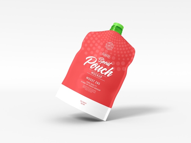 Glossy plastic spout pouch juice pack mockup