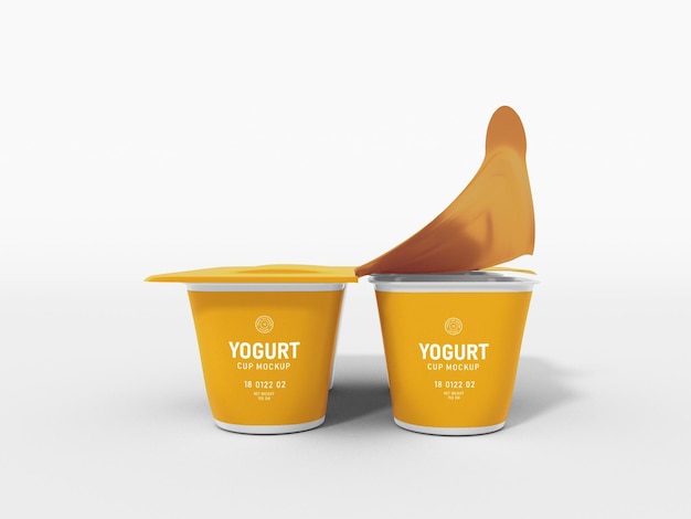 Glossy Plastic Yogurt Cup Branding Mockup