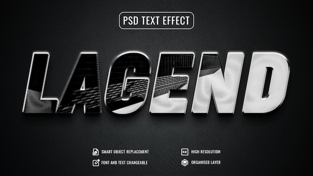 Glossy reflection black shiny text effect