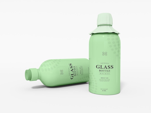 Glossy Reflective Glass Bottle with Foil Cover Mockup