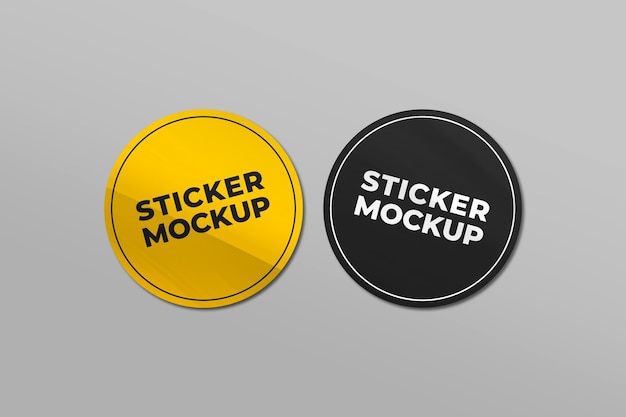 Glossy round sticker mockup