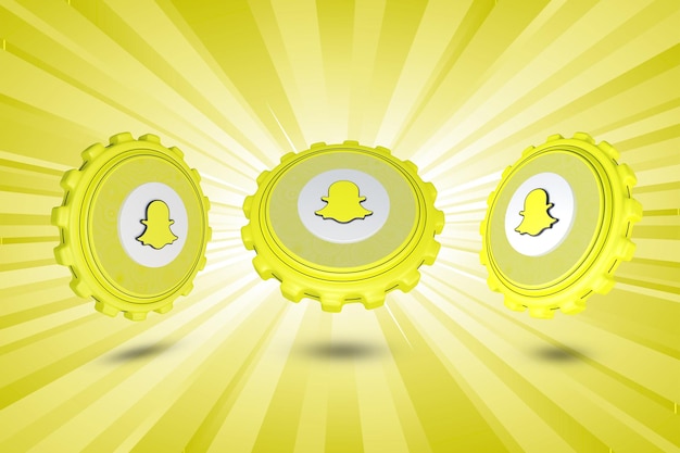 Glossy set of snapchat logo isolated 3d design;