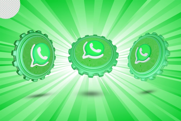 Glossy  set of whatsapp logo isolated 3d design;