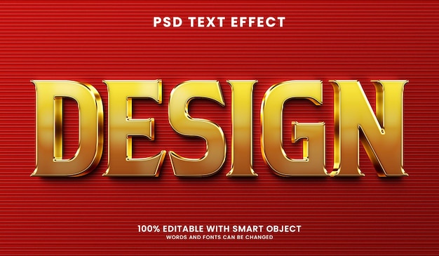 Glossy shiny golden design psd 3d text effect