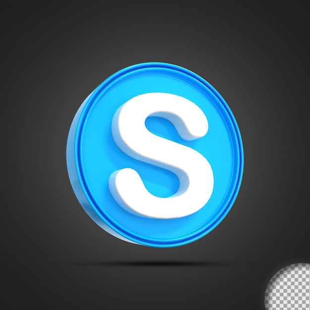 Glossy Skype social media logo icon 3d rendering