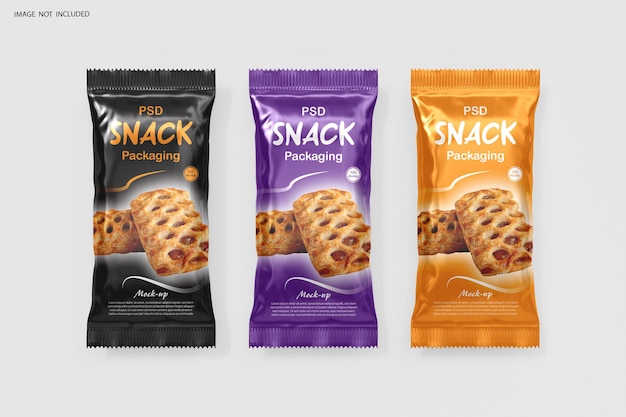 Glossy snack packaging mockup