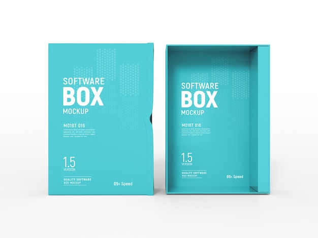 Glossy software sleeve box packaging mockup