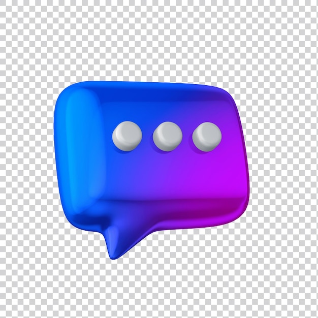 Glossy speech bubble 3d render for social media