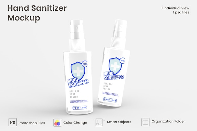 Glossy spray bottle mockup 