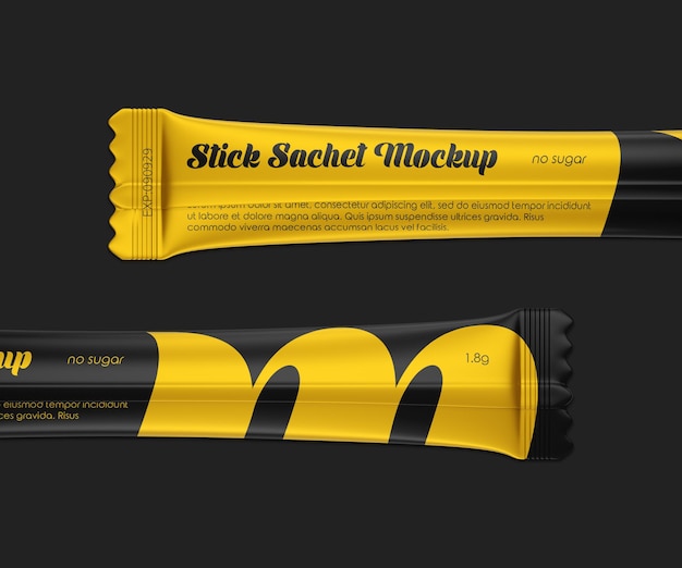 Glossy stick sachet mockup