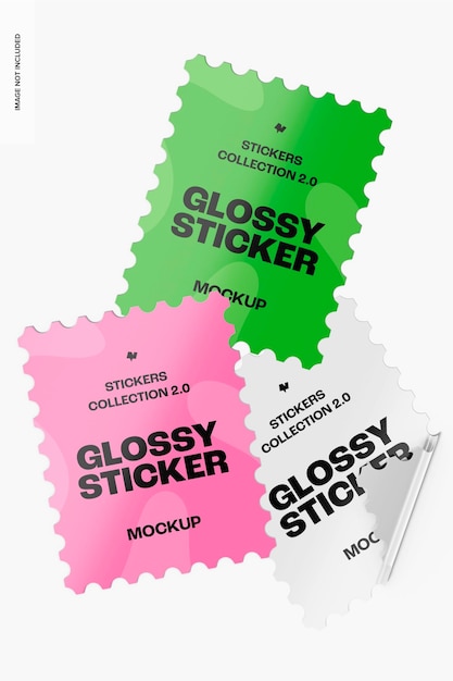 Glossy Stickers Mockup, Top View