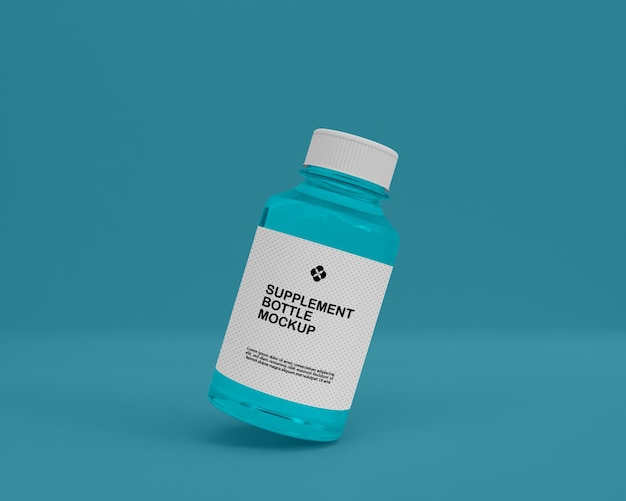 Glossy supplement  medicine bottle mockup 3d