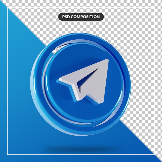 Glossy telegram logo isolated 3d design