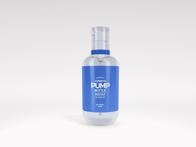 Glossy Transparent Cosmetic Pump Bottle Branding Mockup