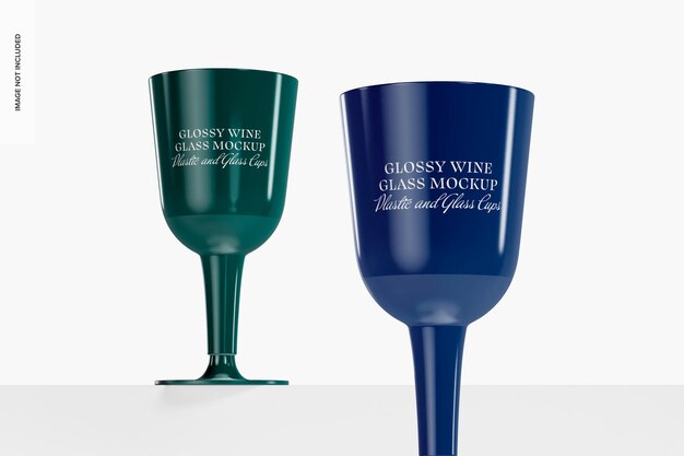 Glossy Wine Glass Mockup, Close Up