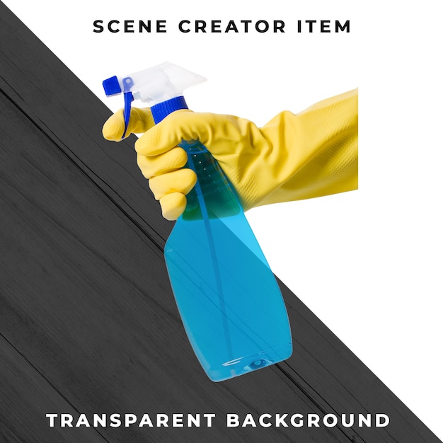 Gloves and spray bottle isolated with clipping path