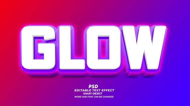 Glow 3d editable text effect PSD photoshop template