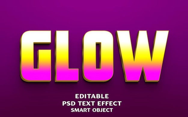 glow 3d text effect design