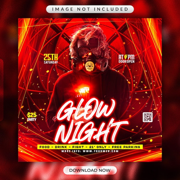 Glow Night Flyer or Social Media Promotional Banner Template