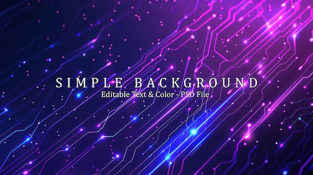 PSD glowing blue purple neon circuit board lines abstract banner design technology